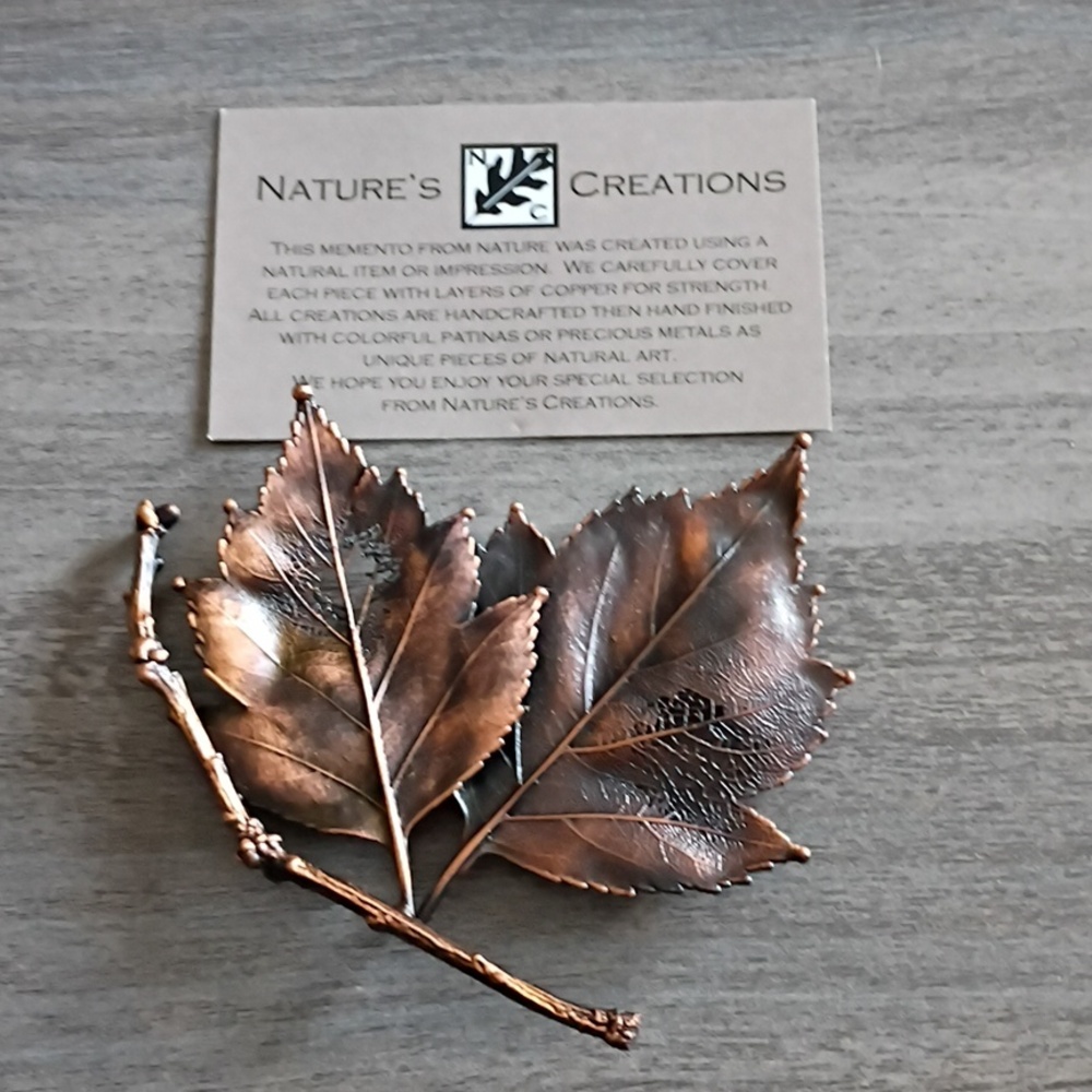 Nature's Creations Bronze Hawthorne Leaf Pin